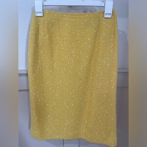 Carlisle Vintage Wool Pencil Skirt Yellow Boucle Size Small